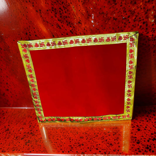 Red Decorative Pooja Cloth / Mat - Velvet (30*28)