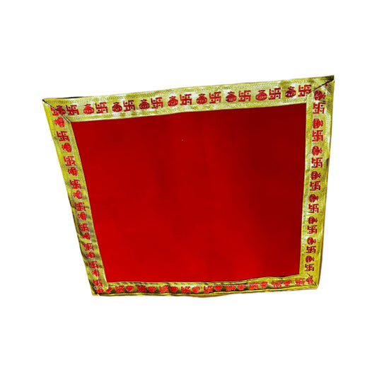 Red Decorative Pooja Cloth / Mat - Velvet (40*36)